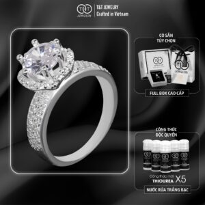 Nhẫn Bạc Nữ Vương Miện Hoàng Gia Quý Phái,Sang Trọng T&T Jewelry NN066