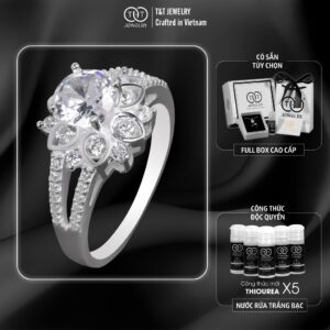 Nhẫn Bạc Nữ Họa Tiết Hoa Sen Tinh Xảo, Cao Cấp T&T Jewelry NN067