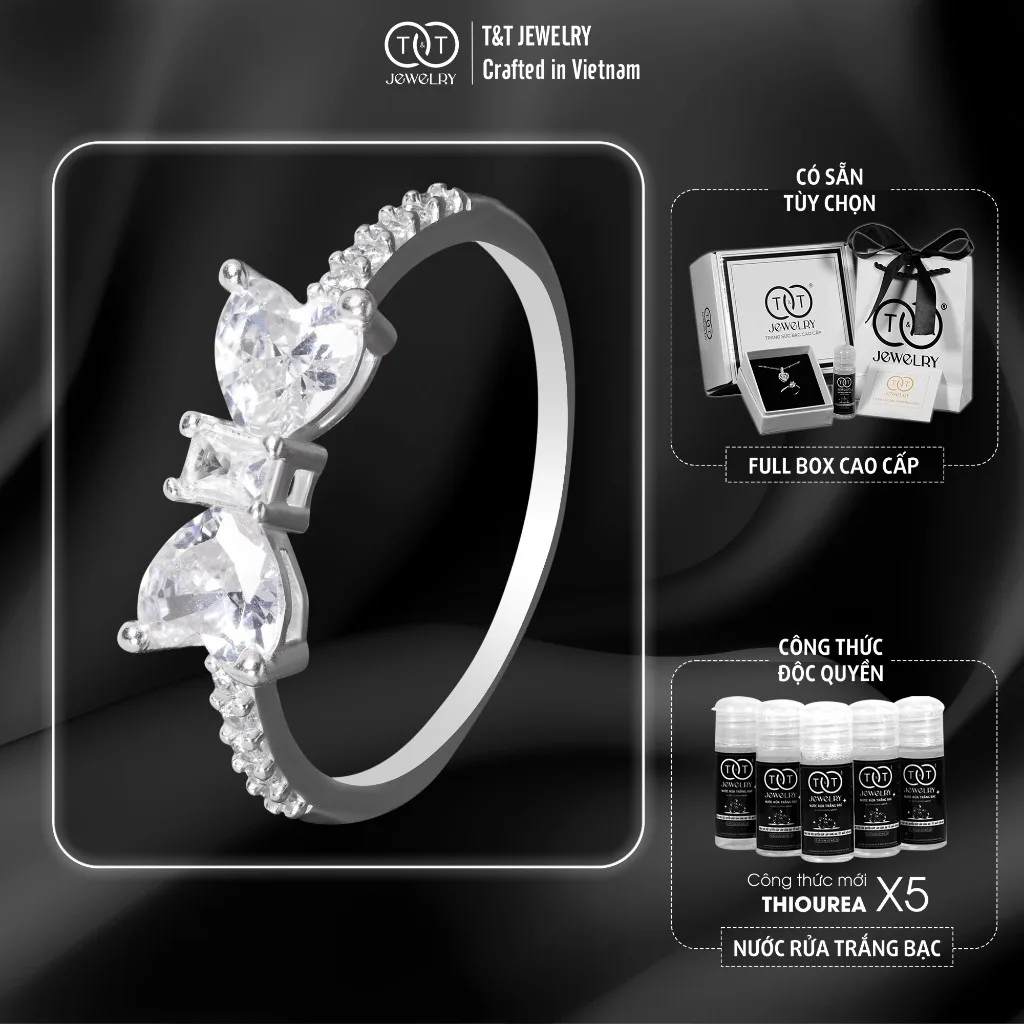 Nhẫn Bạc Nữ Thiết Kế Nơ Xinh Đính Đá Cao Cấp T&T Jewelry NN093