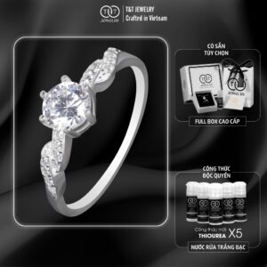 Nhẫn Bạc Nữ Dáng Xoắn Thanh Lịch, Đính Đá CZ Rực Rỡ T&T Jewelry N2254