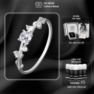 Nhẫn Bạc Nữ Cành Lá Tinh Tế Đính Đá CZ Long Lanh T&T Jewelry N2257
