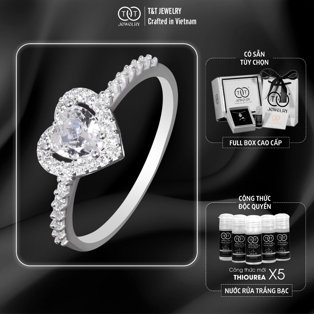 Nhẫn Bạc Nữ Trái Tim Lấp Lánh Tỏa Sáng Tình Yêu T&T Jewelry N2360