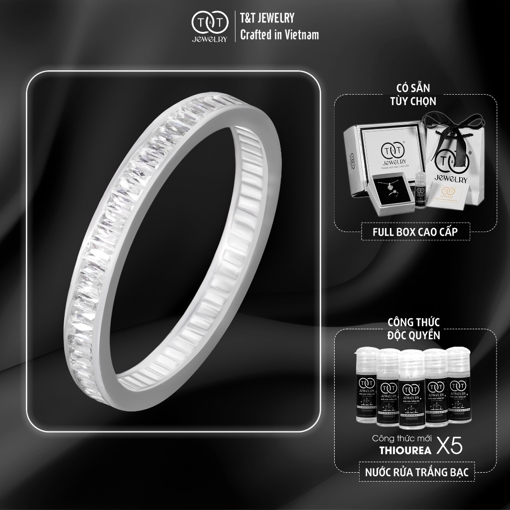 Nhẫn Bạc Nữ Bản Giao Hưởng Ánh Sáng Đính Đá CZ Tinh Xảo - Cá Tính T&T Jewelry NN2362
