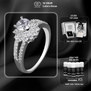 Nhẫn Bạc Nữ Bông Sen Nở Rộ, Thiết Kế Tinh Xảo, Đá CZ Tỏa Sáng Như Ánh Trăng Rằm T&T Jewelry NT2365