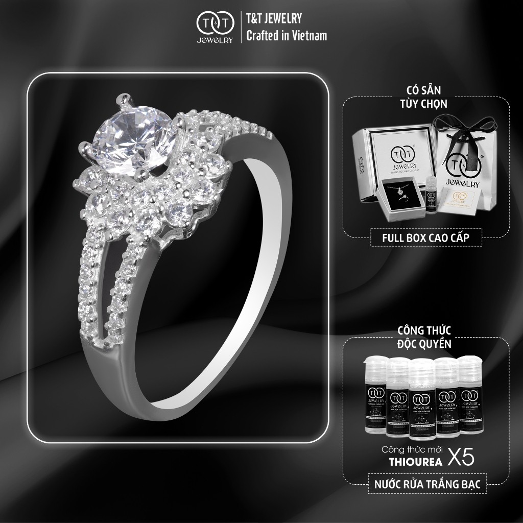 Nhẫn Bạc Nữ Bông Sen Nở Rộ, Thiết Kế Tinh Xảo, Đá CZ Tỏa Sáng Như Ánh Trăng Rằm T&T Jewelry NT2365