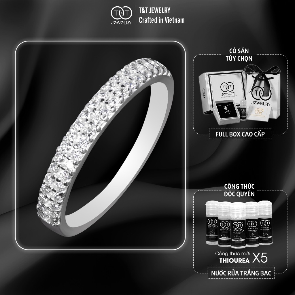 Nhẫn Bạc Nữ Xếp Đôi Tinh Xảo, Lấp Lánh Đá CZ T&T Jewelry N2366
