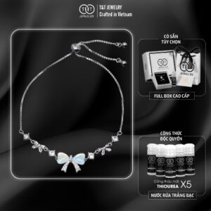 Lắc Tay Bạc Nữ Nơ Xinh Đính Đá Zircon Lấp Lánh Dây Rút Tinh Tế Tôn Da từ T&T Jewelry LT53251