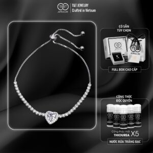 Lắc tay Bạc Nữ S925 Trái Tim Lấp Lánh Tinh Xảo Có Thể Điều Chỉnh Cỡ Tay từ T&T Jewelry LT54257