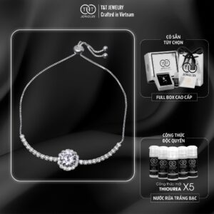 Lắc Tay Bạc Nữ S925 Đá CZ Tròn Nổi Bật Tinh Xảo, Khóa Rút Tiện Lợi từ T&T Jewelry LT54251