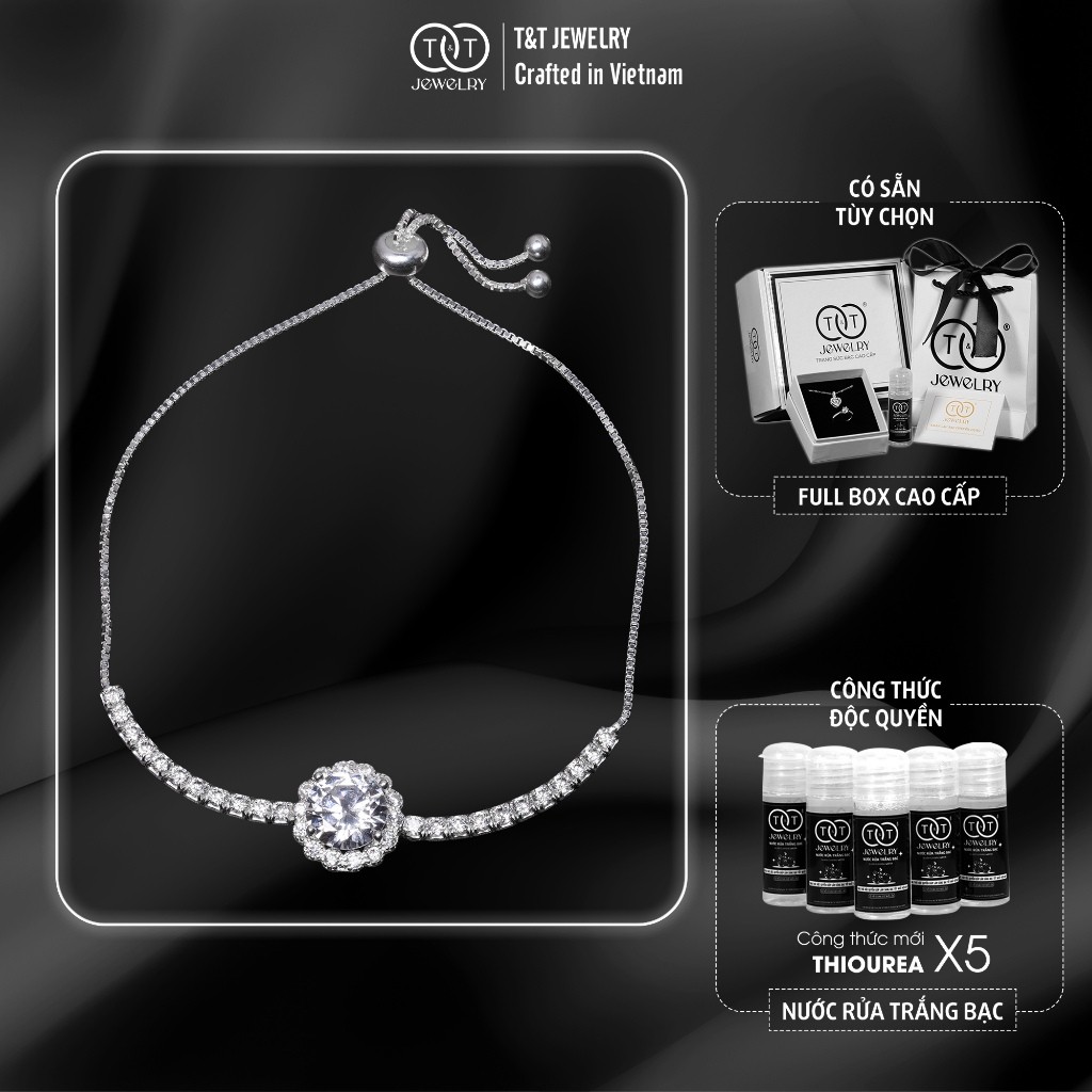 Lắc Tay Bạc Nữ S925 Đá CZ Tròn Nổi Bật Tinh Xảo, Khóa Rút Tiện Lợi từ T&T Jewelry LT54251