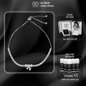 Lắc Tay Bạc Nữ S925 Nơ Xinh Lấp Lánh, Sang Trọng T&T Jewelry LT54253