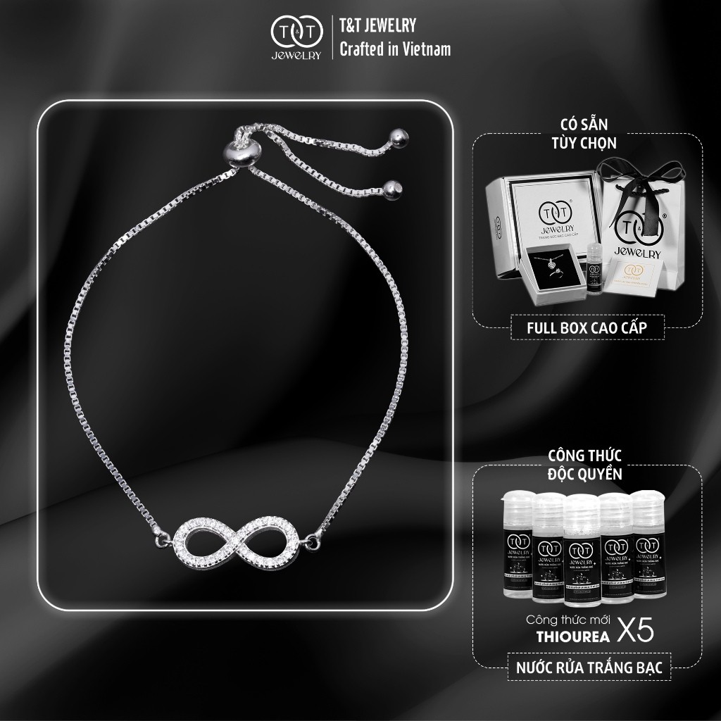 Lắc Tay Bạc Nữ S925 Thiết Kế Sang Trọng, Biểu Tượng Vô Cực Tình Yêu Vĩnh Cửu từ T&T Jewelry LT54259