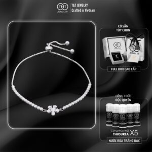Lắc tay Bạc Nữ S925 Bông Hoa CZ Lấp Lánh Dây Rút Tinh Xảo từ T&T Jewelry LT54252