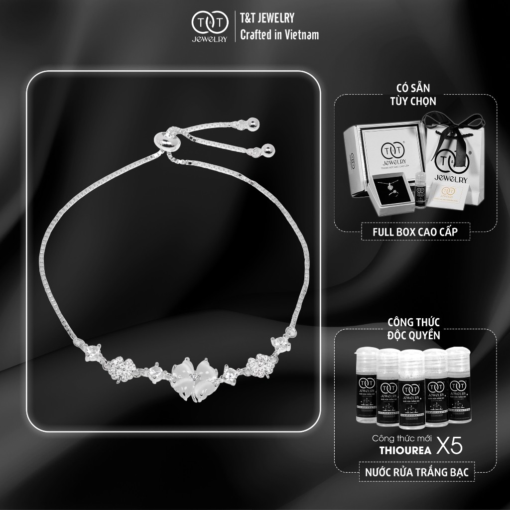 Lắc tay Bạc Nữ S925 Dây Rút Họa Tiết Hoa Cỏ May Mắn Đính Đá CZ Tinh Xảo từ T&T Jewelry LT54254