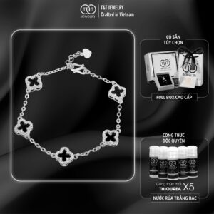 Lắc tay Bạc Nữ S925 Cỏ Bốn Lá May Mắn Viền Đá CZ Lấp Lánh Tinh Xảo từ T&T Jewelry LT542511