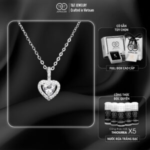Dây Chuyền Nữ Bạc Ý S925 Đính Đá CZ Trái Tim Cá Tính - T&T Jewelry DC024