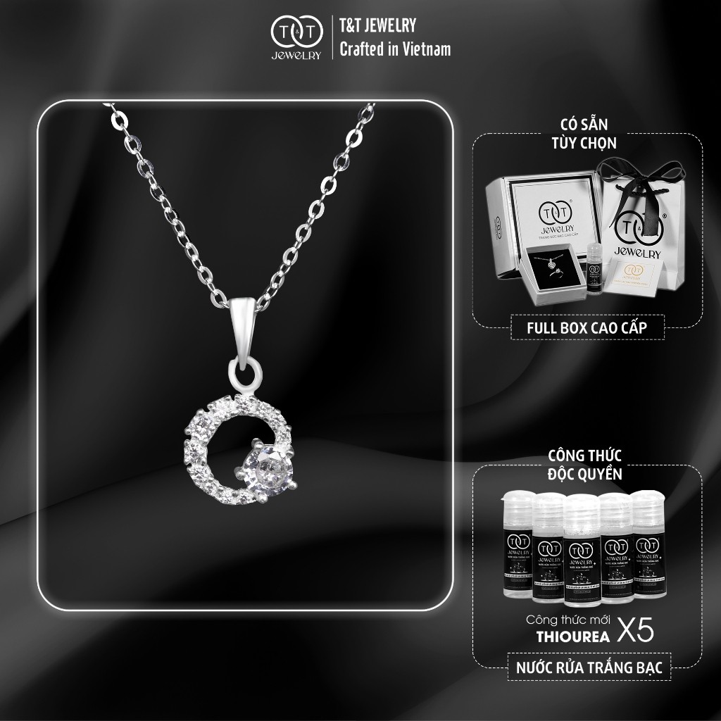 Dây chuyền nữ Bạc Ý s925 Đính Đá Chòng - T&T Jewelry cao cấp DC08