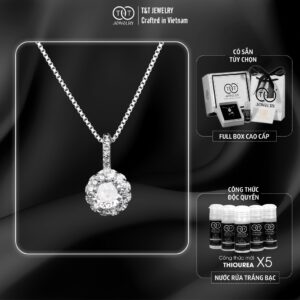Dây chuyền nữ Bạc Ý S925 Bông Hoa Nụ Đá sang trọng T&T Jewelry Bạc Ý cao cấp DC0241