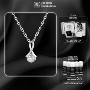 Dây Chuyền Bạc Nữ Mặt Xoắn Cách Điệu Đính Đá CZ Sang Trọng từ T&T Jewelry DC542514