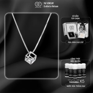 Dây chuyền Bạc nữ Rubik Tinh Xảo s925 Mặt Đá Tròn T&T Jewelry cao cấp DC03