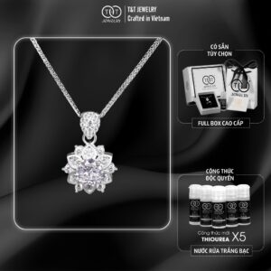 Dây Chuyền Nữ Bạc Ý S925 Họa Tiết Hoa Sen Tinh Xảo Siêu Sáng - Sang Trọng T&T Jewelry DC018