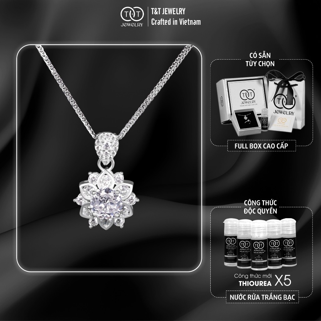 Dây Chuyền Nữ Bạc Ý S925 Họa Tiết Hoa Sen Tinh Xảo Siêu Sáng - Sang Trọng T&T Jewelry DC018