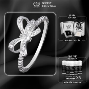 Nhẫn Bạc Nữ Xinh Xắn Hình Nơ Đính Đá CZ Lấp Lánh T&T Jewelry NT2256