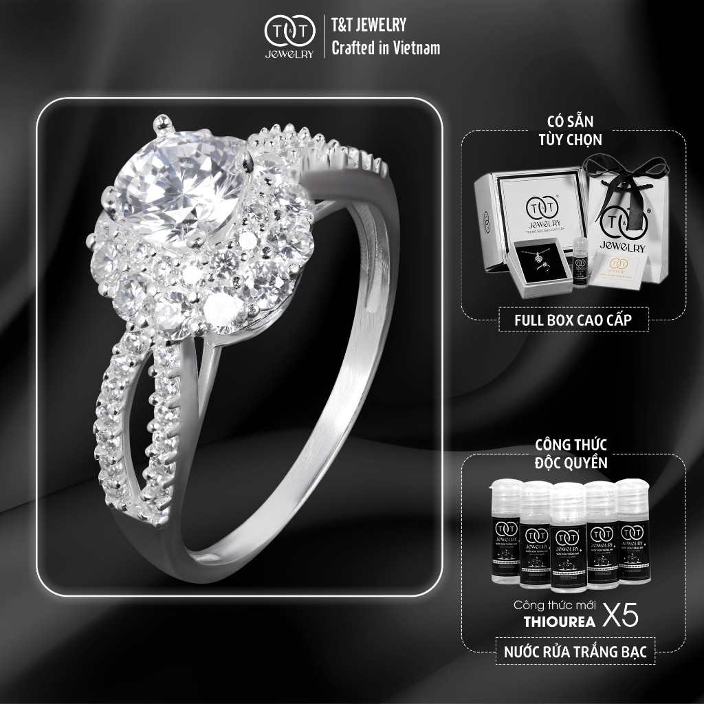Nhẫn Bạc Nữ Đính Đá Kiểu Hoa Mai Lấp Lánh, Tinh Xảo Tuyệt Đối Từ T&T Jewelry N714256