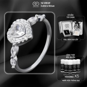 Nhẫn Bạc Nữ Dáng Trái Tim Tình Yêu Viền Đá CZ Tinh Xảo Lấp Lánh Từ T&T Jewelry N714257