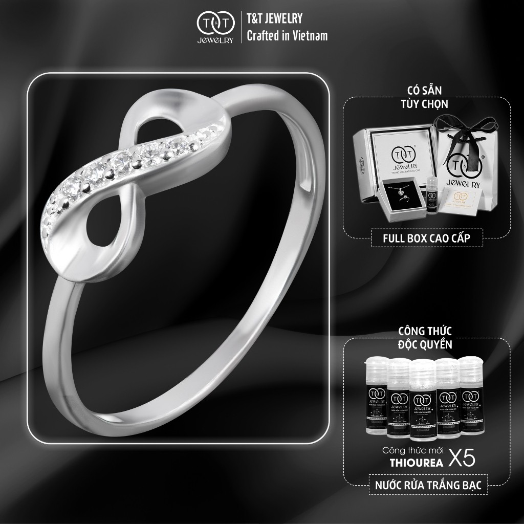 Nhẫn Bạc Nữ Vô Cực Đính Đá Tinh Xảo Tôn Da Từ T&T Jewelry N714258