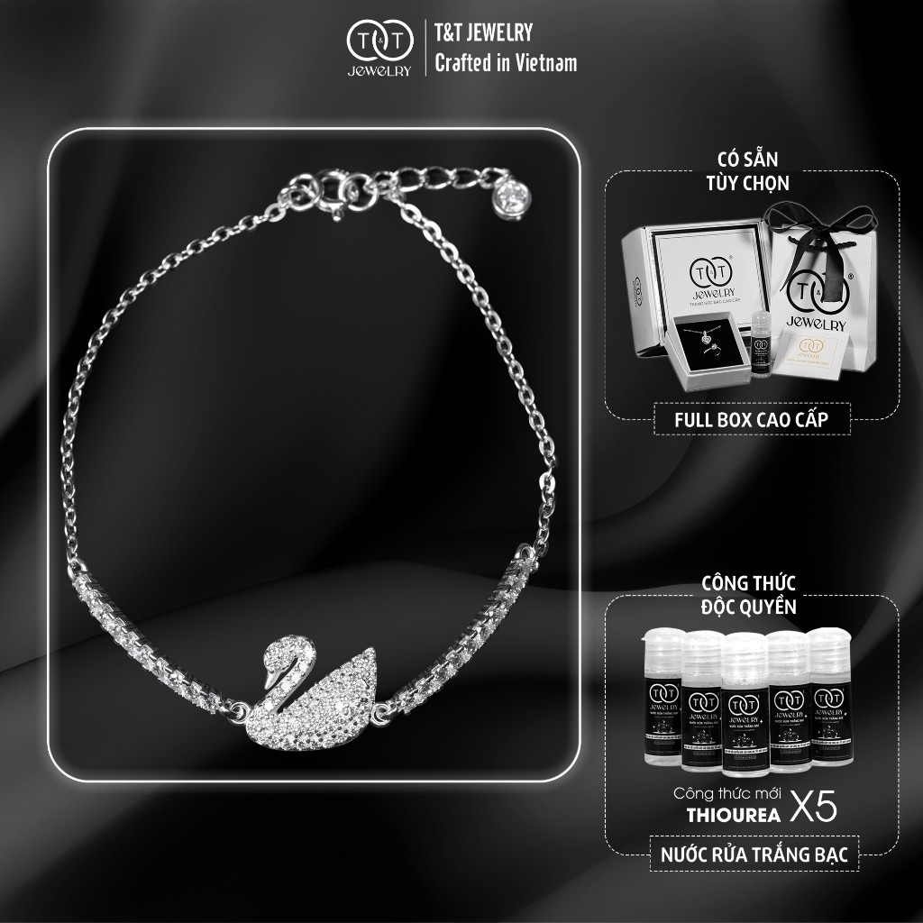 Lắc Tay Bạc Nữ Dáng Vũ Khúc Thiên Nga Kiêu Hãnh Đính Đá CZ Lấp Lánh từ T&T Jewelry LT715253