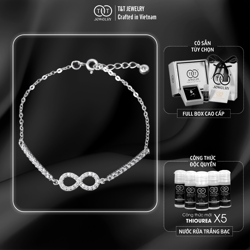 Lắc Tay Bạc Nữ Biểu Tượng Vô Cực Đính Đá Lấp Lánh Vẻ Đẹp Tinh Tế từ T&T Jewelry LT715255