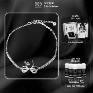 Lắc Tay Bạc Nữ Dáng Nơ Hồ Điệp Vấn Vương Đính Đá CZ Tinh Xảo T&T Jewelry LT715259