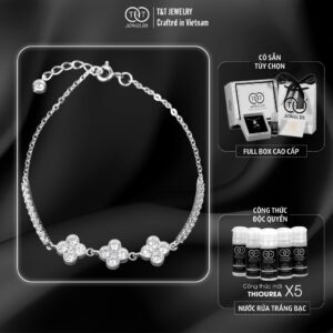Lắc tay Bạc Nữ Đính Đá Cỏ Bốn Lá May Mắn Tinh Xảo T&T Jewelry LT716252