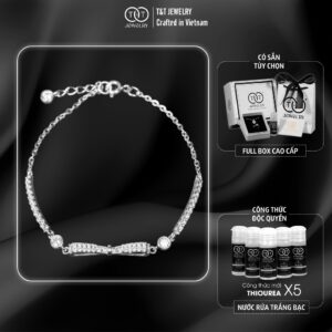 Lắc Tay Bạc Nữ Nơ Tình Yêu Lấp Lánh Đính Đá CZ Tinh Xảo từ T&T Jewelry LT716254