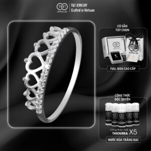 Nhẫn Bạc Nữ Vương Miện Trái Tim Thanh Lịch - Tinh Tế - Tinh Xảo T&T Jewelry NT28257