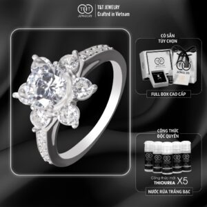 Nhẫn Bạc Nữ Dáng Đoá Hoa Bừng Nở Kiêu Sa Đính Đá CZ Toả Sáng Lộng Lẫy T&T Jewelry NT28259