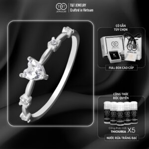 Nhẫn Bạc Nữ Dáng Giai Điệu Trái Tim Đính Đá CZ Tinh Khôi T&T Jewelry NT28255