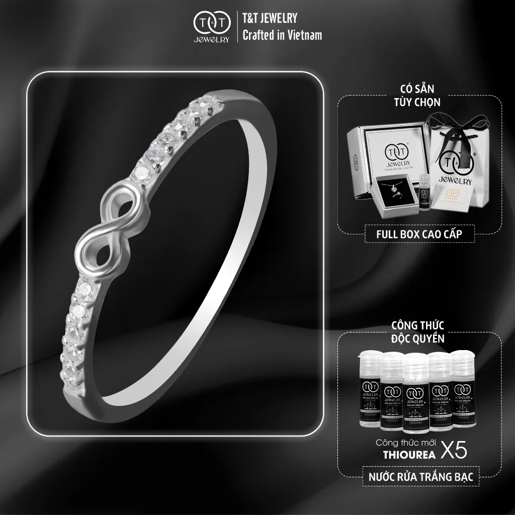 Nhẫn Bạc Nữ Lời Hẹn Ước Vĩnh Cửu Đính Đá CZ Tinh Xảo Sang Trọng T&T Jewelry NT 58256