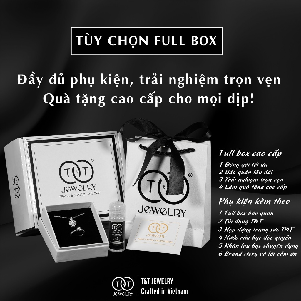 Bông Tai Bạc Nữ Trái Tim Ánh Trăng Huyền Ảo, Tòng Teng Kiểu Vòng Xoắn Cổ Điển Quý Phái T&T Jewelry B13 - Ảnh 2
