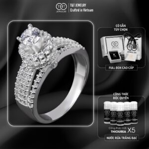 Nhẫn Bạc Nữ Vầng Hào Quang Hội Tụ Đính Đá CZ Siêu Lấp Lánh Sang Trọng T&T Jewelry N1710251
