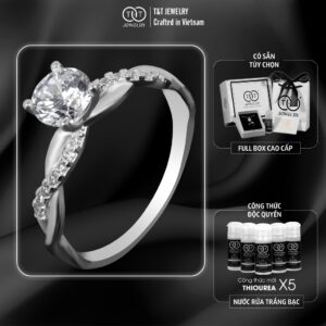 Nhẫn Bạc Nữ Sự Giao Thoa Dịu Dàng Đính Đá CZ Lấp Lánh Quý Phái T&T Jewelry N1710254