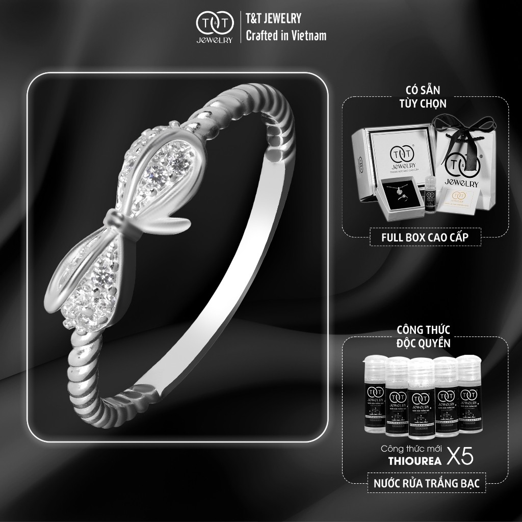 Nhẫn Bạc Nữ Chiếc Nơ Xinh Xắn Đính Đá CZ Lấp Lánh Tinh Tế T&T Jewelry N1710257