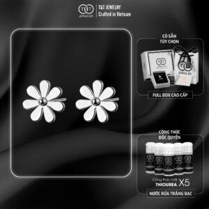 Bông Tai Bạc Nữ Cúc Họa Mi Tinh Khôi Thiết Kế Tối Giản Thanh Lịch T&T Jewelry B06