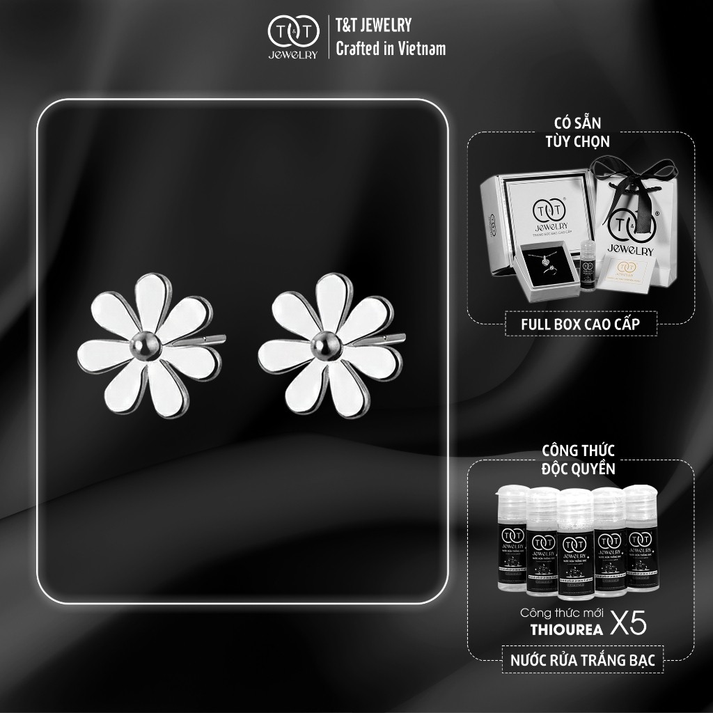 Bông Tai Bạc Nữ Cúc Họa Mi Tinh Khôi Thiết Kế Tối Giản Thanh Lịch T&T Jewelry B06
