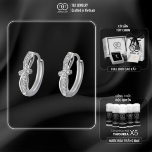 Bông Tai Bạc Nữ Nút Thắt Định Mệnh Đính Đá CZ Kiểu Vòng Ôm Tinh Tế T&T Jewelry B07