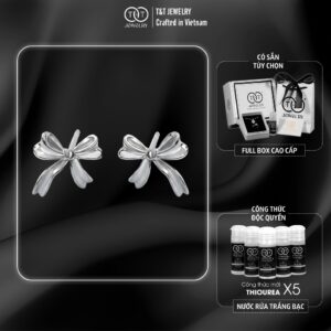 Bông Tai Bạc Nữ Dải Lụa Thắt Nơ Duyên Dáng Thiết Kế Tinh Xảo T&T Jewelry B09