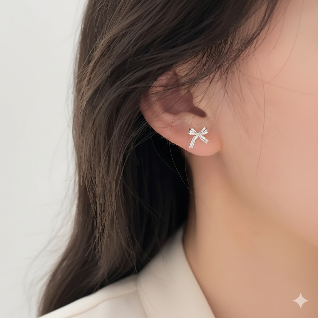 Bông Tai Bạc Nữ Dải Lụa Thắt Nơ Duyên Dáng Thiết Kế Tinh Xảo T&T Jewelry B09 - Ảnh 8