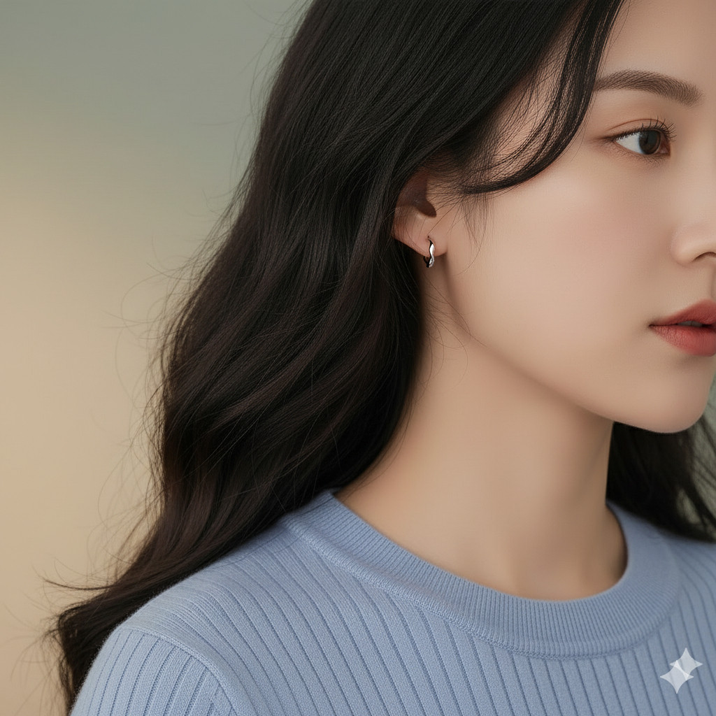 Bông Tai Bạc Nữ Vũ Điệu Ngẫu Hứng Kiểu Vòng Xoắn Phá Cách Tinh Tế T&T Jewelry B11 - Ảnh 7