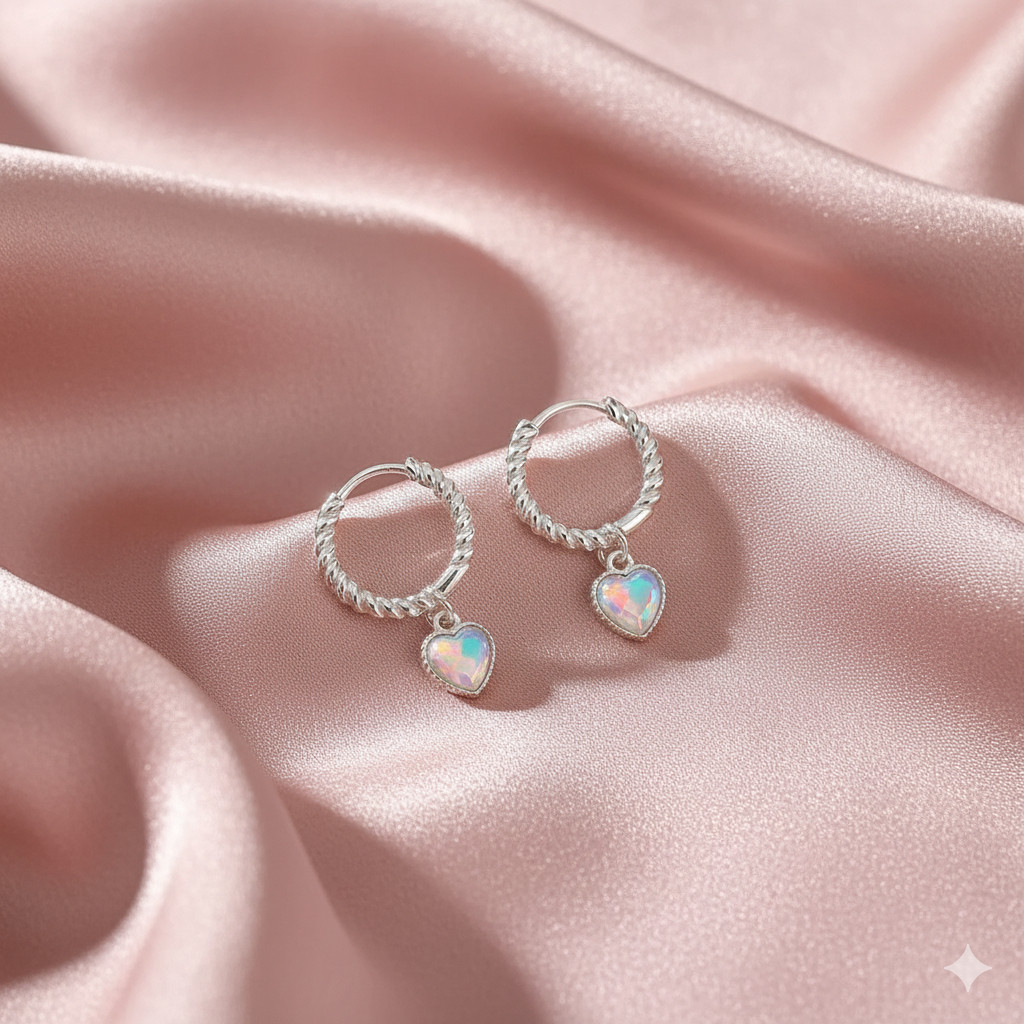 Bông Tai Bạc Nữ Trái Tim Ánh Trăng Huyền Ảo, Tòng Teng Kiểu Vòng Xoắn Cổ Điển Quý Phái T&T Jewelry B13 - Ảnh 7